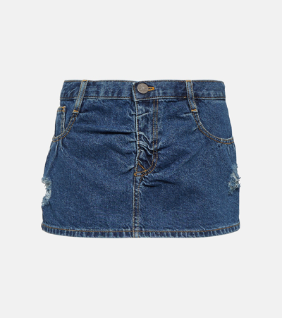 Vivienne Westwood Denim Miniskirt With Silver Effect Button In Blue