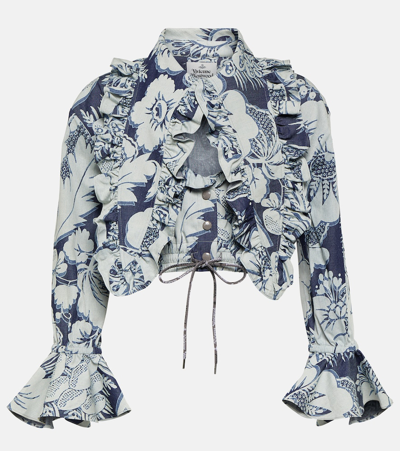 Vivienne Westwood Heart Floral Ruffled Cotton Blouse In Pastel