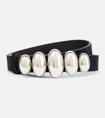 Isabel Marant Fuzz Leather Belt In Bkpa Black Pallad