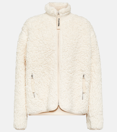 Jil Sander Faux Shearling Zip-front Jacket In White