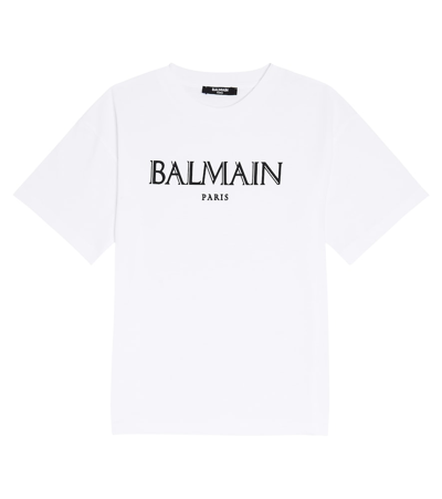 Balmain Kids' Logo Cotton Jersey T-shirt In White