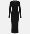 Totême Draped Asymmetric Midi Dress In Black