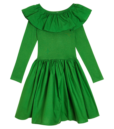 Molo Kids' Cille Cotton Dress In Green