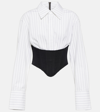 DION LEE CORSET STRIPED COTTON SHIRT