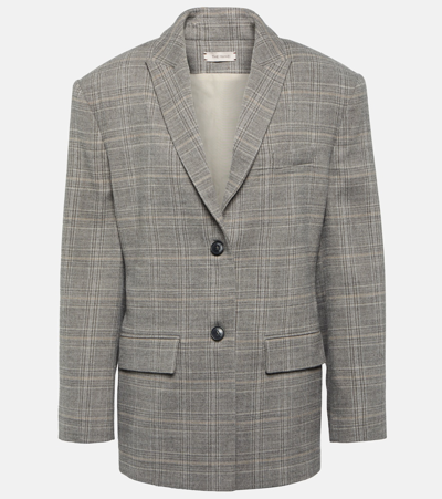 The Mannei Checked Wool-blend Blazer In Grey