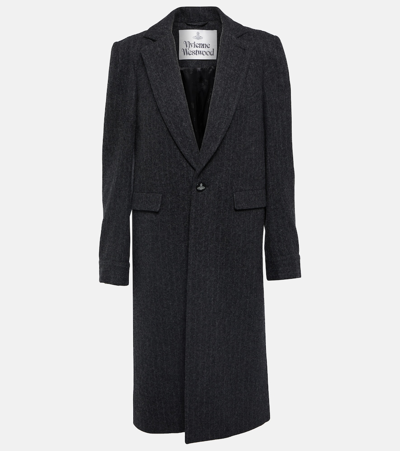 Vivienne Westwood Gray Alien Teddy Coat In Black