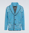 Alanui Bandana Jacquard Fringed Cardigan In Light Blue