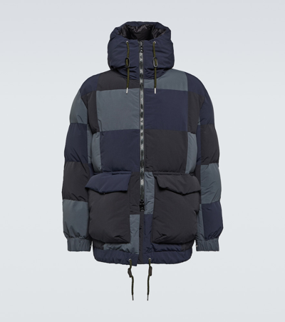 Sacai Patchwork Strapped Puffer Jacket In Black