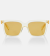 Bottega Veneta Soft Recycled Acetate Square Sunglasses In Yellow