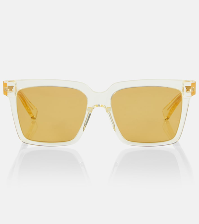 Bottega Veneta Yellow Square Sunglasses In White