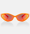 Balenciaga 0285s 90s Oval Acetate Sunglasses In Orange