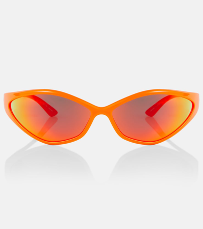 Balenciaga 0285s 90s Oval Acetate Sunglasses In Fluo Orang