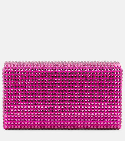 Amina Muaddi Superamini Paloma Embellished Clutch In Pink