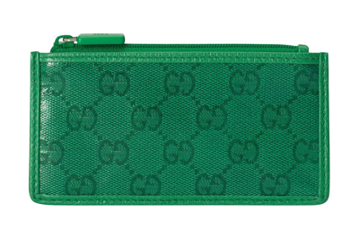 Pre-owned Gucci Gg Crystal Card Case Green