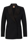 Hugo Boss Slim-fit Tuxedo Jacket In Wool-blend Twill In Black