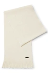 Hugo Boss Raschel-knit Scarf In Wool In White