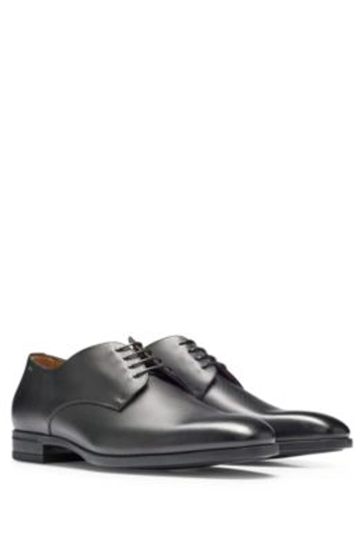 Hugo Boss Derby Shoes In Structured Leather With Padded Insole In Black