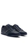 Hugo Boss Mixed-material Trainers With Suede And Faux Leather In Dark Blue