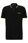 Hugo Boss Cotton-blend Polo Shirt With Contrast Details In Black