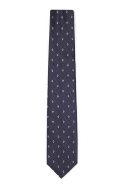 Hugo Boss Silk-jacquard Tie With Modern Pattern In Dark Blue