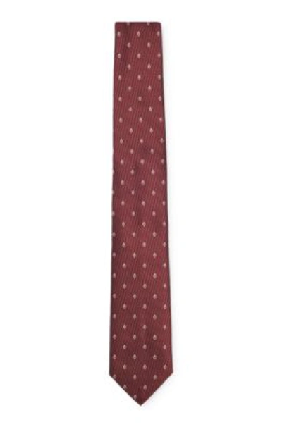 Hugo Boss Silk-jacquard Tie With Modern Pattern In Dark Red