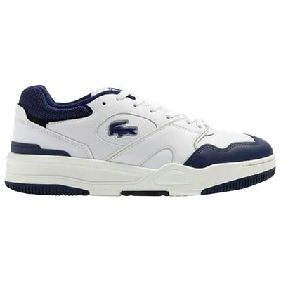 Lacoste Menâs Lineshot Mesh Collar Leather Sneakers - 13 In White/navy