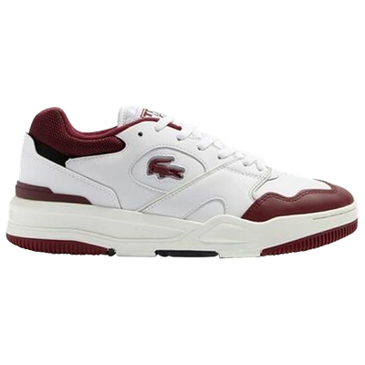 Lacoste Men's Lineshot Mesh Collar Leather Sneakers - 10 In Burgundy/white