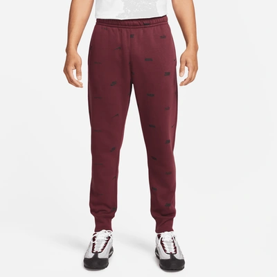 Nike Mens  Club Plus Aop Basketball Joggers In Maroon/black