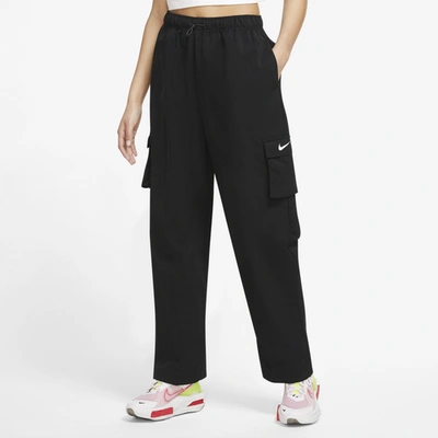 Nike Womens  Essential Woven Hr Cargo Pants In Black/white