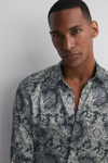 Reiss Black Multi Cousin Paisley Print Button-through Shirt In Black Multi