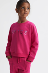 Reiss Kids' Nina - Bright Pink Junior Sequin Crew Neck Jumper, Uk 7-8 Yrs