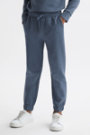 REISS HECTOR - AIRFORCE BLUE JUNIOR TEXTURED DRAWSTRING JOGGERS, AGE 3-4 YEARS
