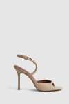 Reiss Biscuit Harper Leather Strappy Heels In Beige