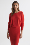 Reiss Leila Midi Sweater Dress In Red