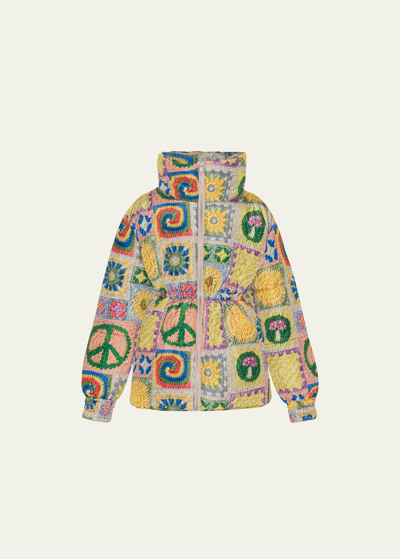 Molo Kids Multicolor Hally Puffer Jacket In Joyfull Crochet
