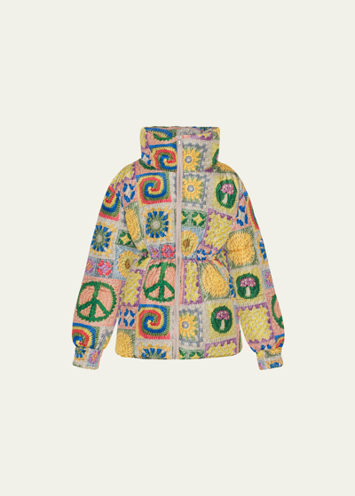 Molo Kid's Hally Mixed Prints Jacket In Joyfull Crochet
