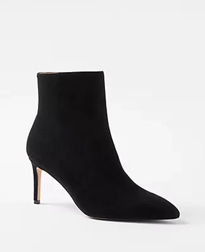 Ann Taylor Straight Stiletto Heel Suede Booties In Black