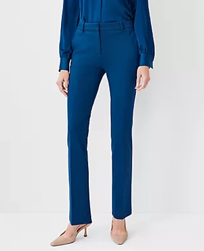 Ann Taylor The Sophia Straight Pant In Knit Twill In Sea Storm
