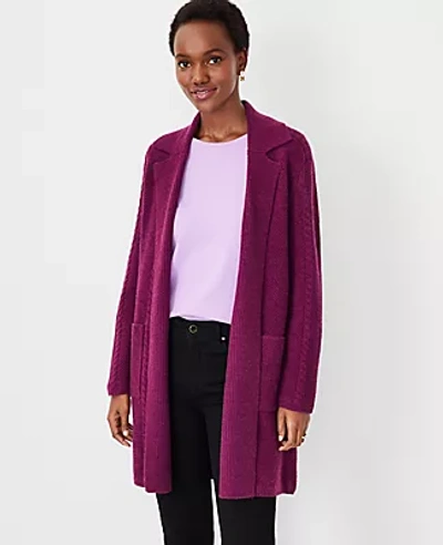 Ann Taylor Cable Sweater Coatigan In Plum Glow ModeSens