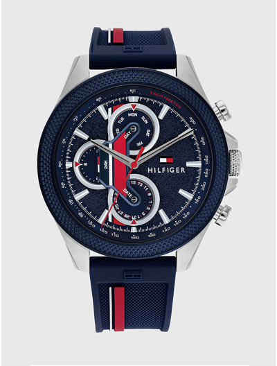 Tommy Hilfiger Men's Multifunction Blue Silicone Watch 46mm