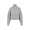 Theory Funnel-neck Cropped Cashmere Jumper In Grey