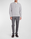 Loro Piana Men's Cashmere Ribbed Polo Sweater In Md00 Fair Grey Me
