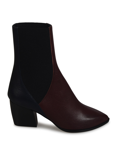 Pierre Hardy Ribbed Stretch Boots In Burgundy/navy