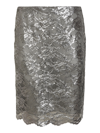 Aspesi Floral Perforated Asymmetric Skirt In Grey