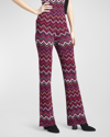 Missoni Chevron Knit Flare Pull-on Trousers In Multi Black Red W
