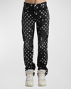Amiri Embroidered Logo Paisley Straight Leg Jeans In Faded Blac