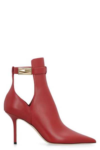 Jimmy Choo Leather Ankle Boot In Rojo Oscuro