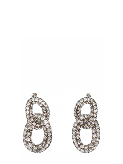 Isabel Marant Embellished Double Ring Earrings In Silver