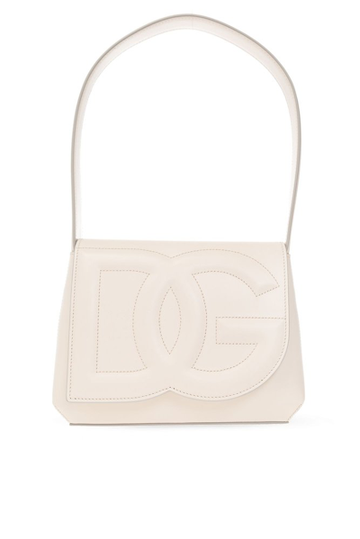 Dolce & Gabbana Dg Logo Embossed Shoulder Bag In Beige
