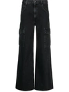 Agolde Minka Wide Leg Cargo Jeans In Black